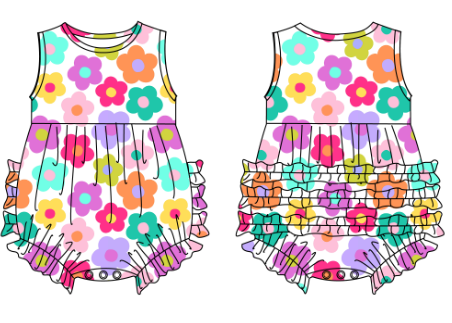 Frolicky Flowers - Tank Bubble with Ruffles