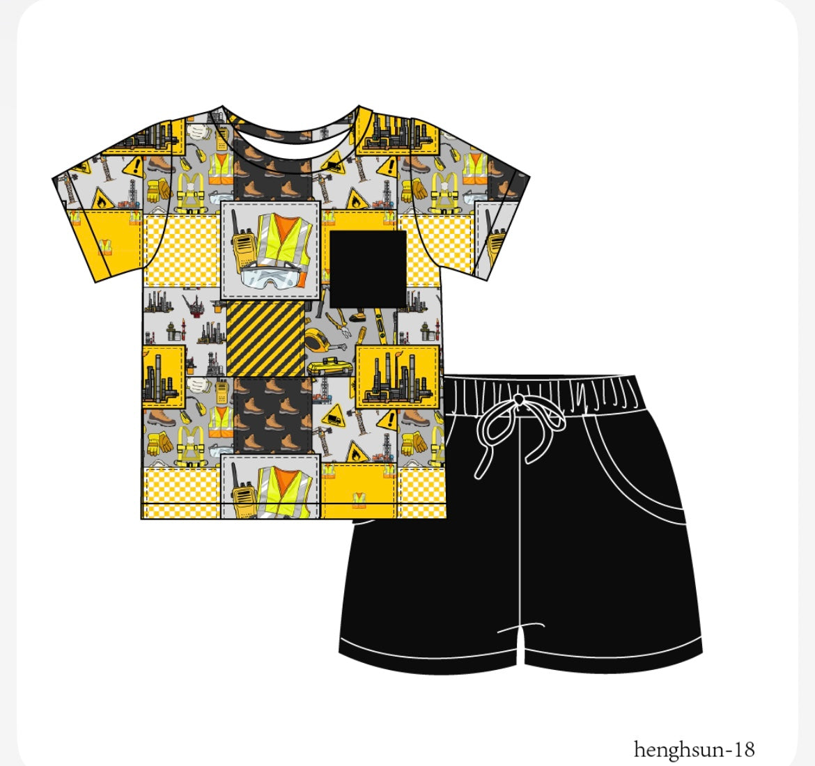 Safe Builders - Short Sleeve and Drawstring Shorts Daywear Set