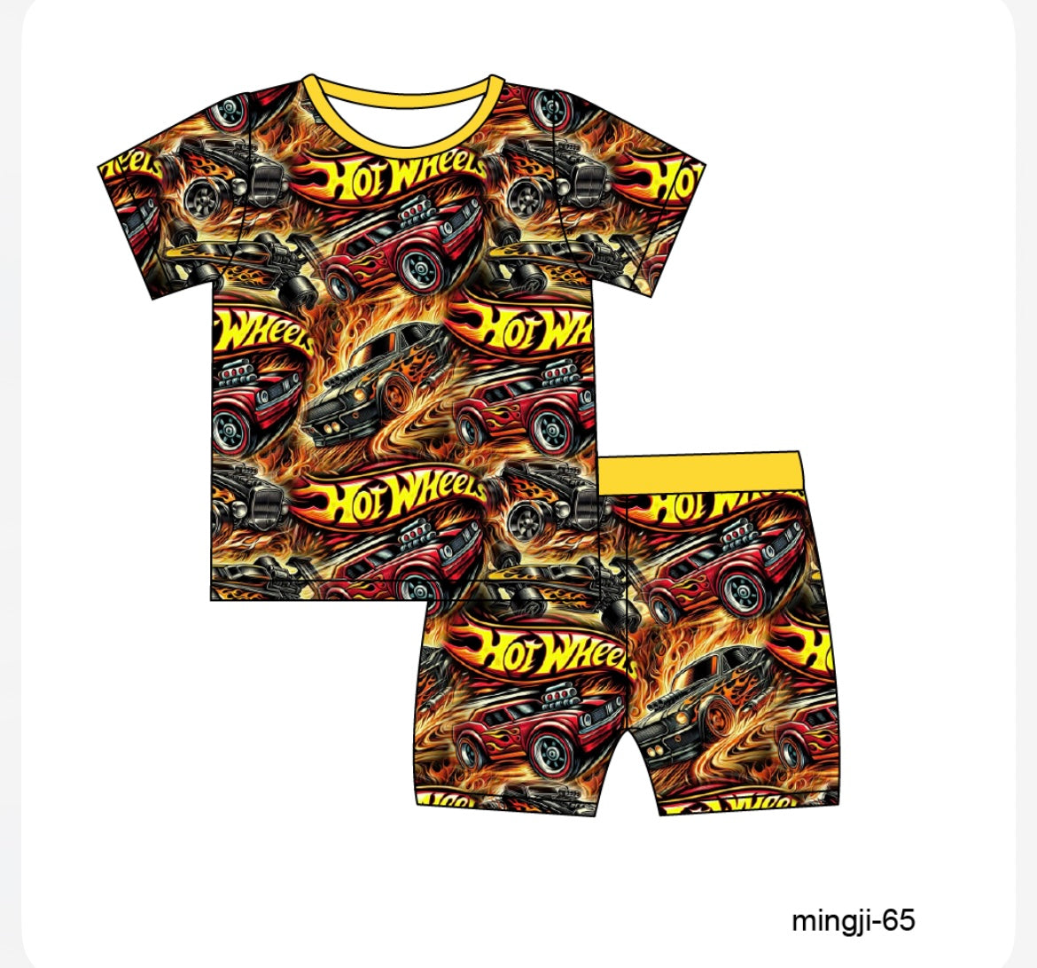 Blazing Wheels PJ Set - Shorts & SS