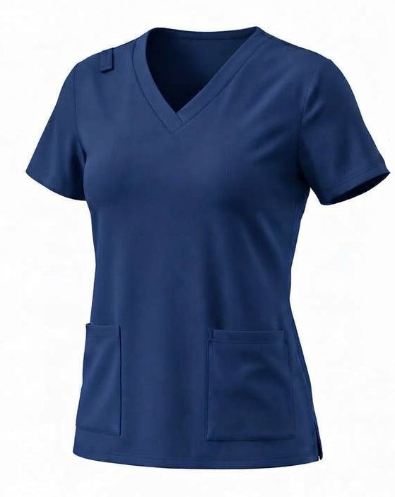 PRE-ORDER - Ribbed Scrubs Top ONLY - Navy