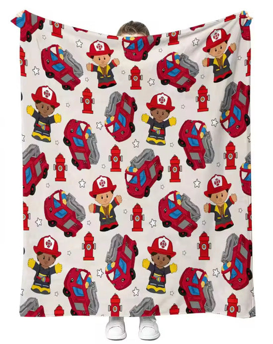 Tiny Firefighter 60x80  Minky Plush Blanket