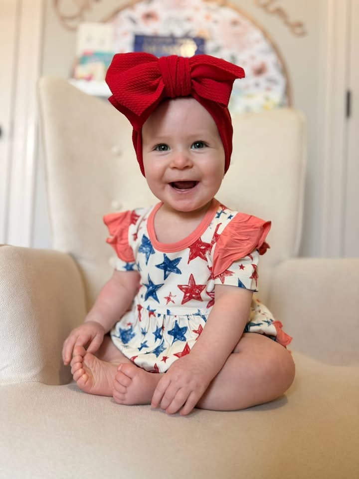 Patriotic Stars - Short Sleeve Bubble with Ruffles