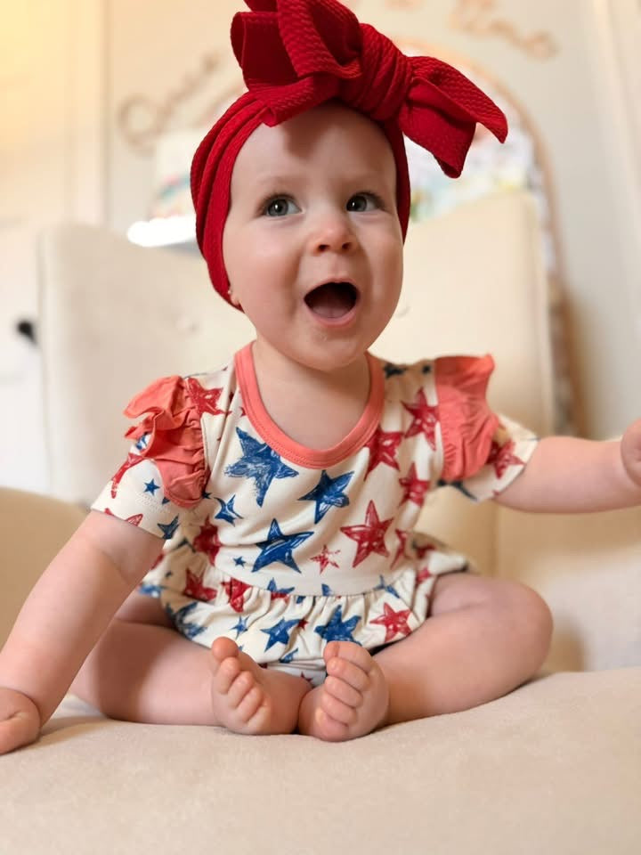 Patriotic Stars - Short Sleeve Bubble with Ruffles