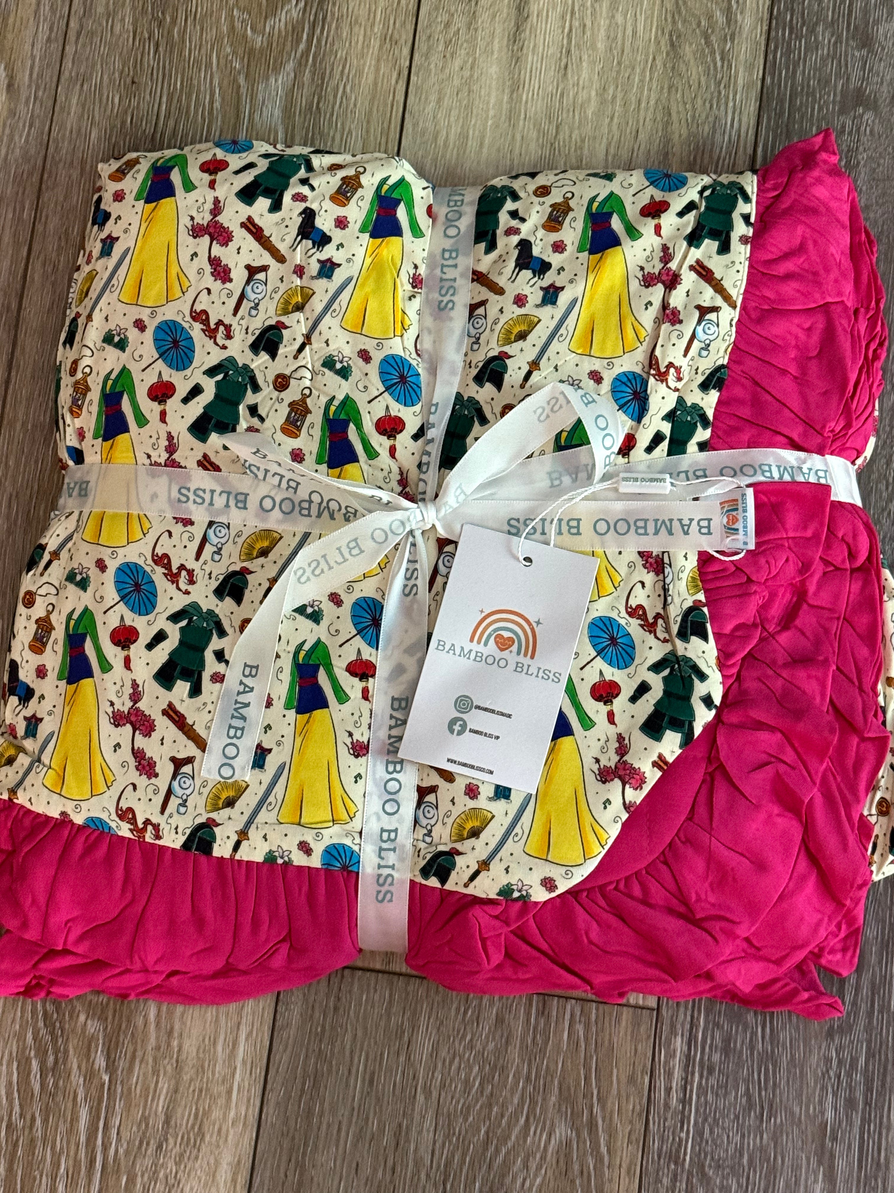Mulan Inspired 47”x47” Quilted Bamboo Blanket