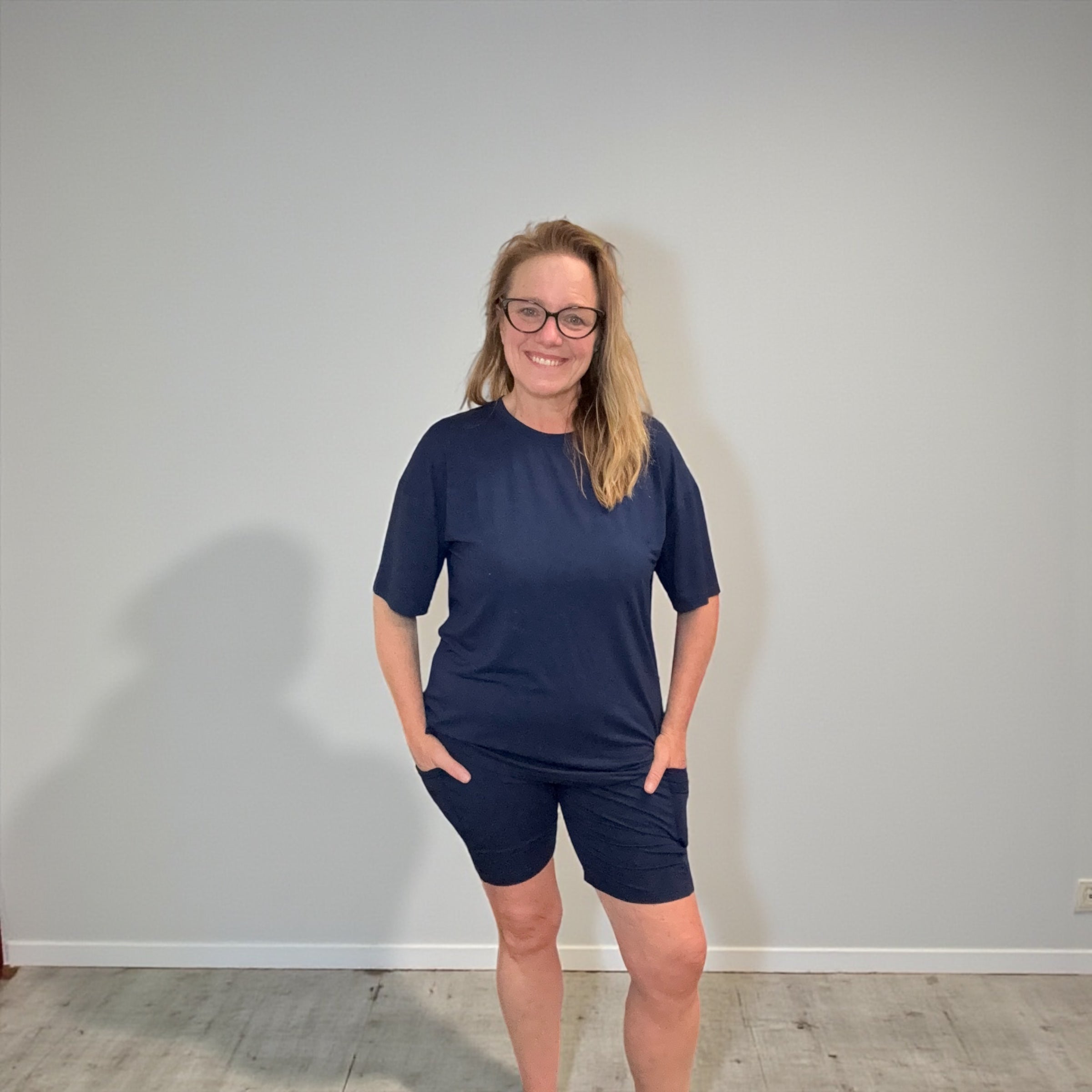 Navy - Adult Boxy Tee and Short Set