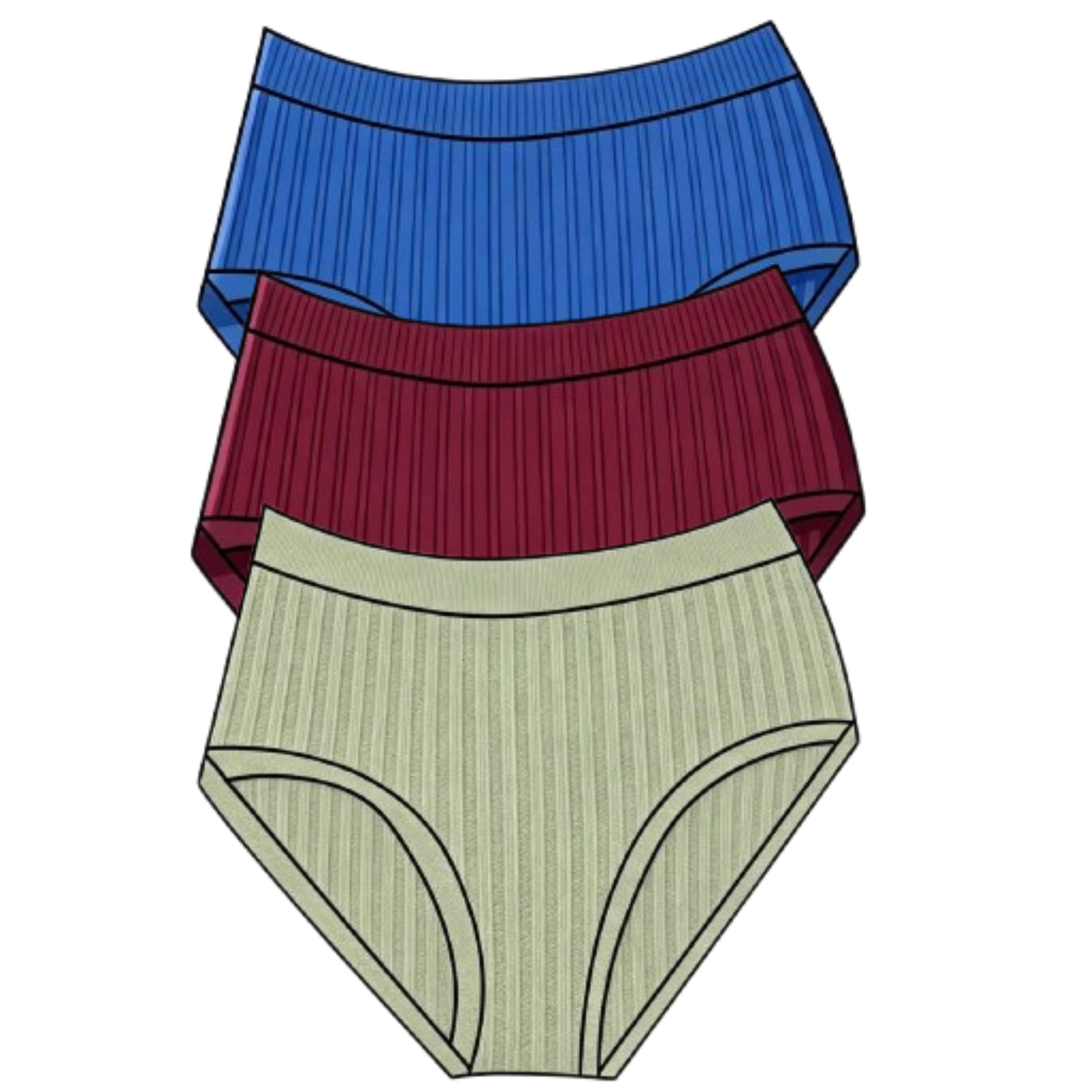 Undies - Kids Undies Set (Olive, Blue & Burgundy)