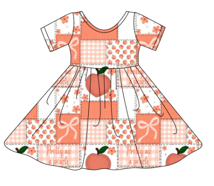 Pretty as a Peach - Short Sleeve Twirl Dress