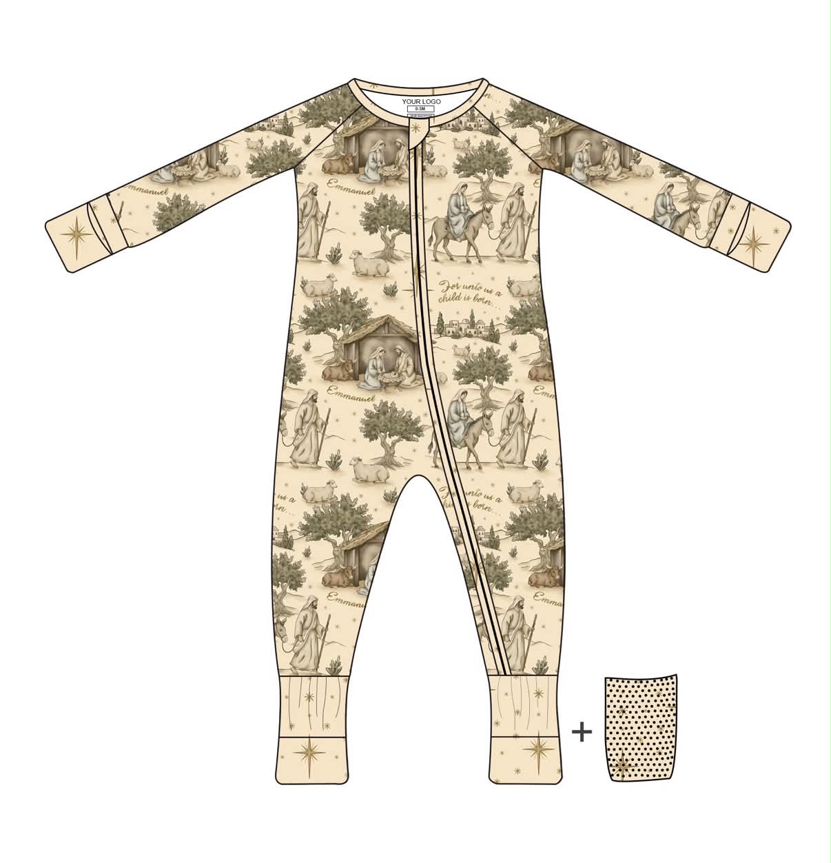 PRE-ORDER - Silent Night, Holy Night - Long Sleeve Zippy with Grippys