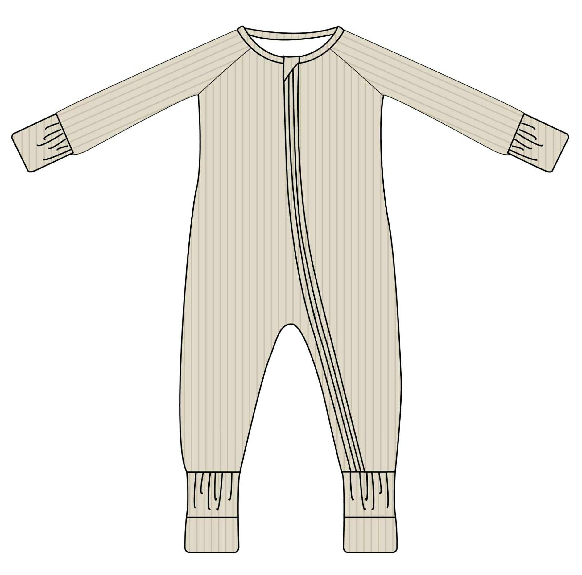 Oatmeal - Ribbed Long Sleeve Zippy