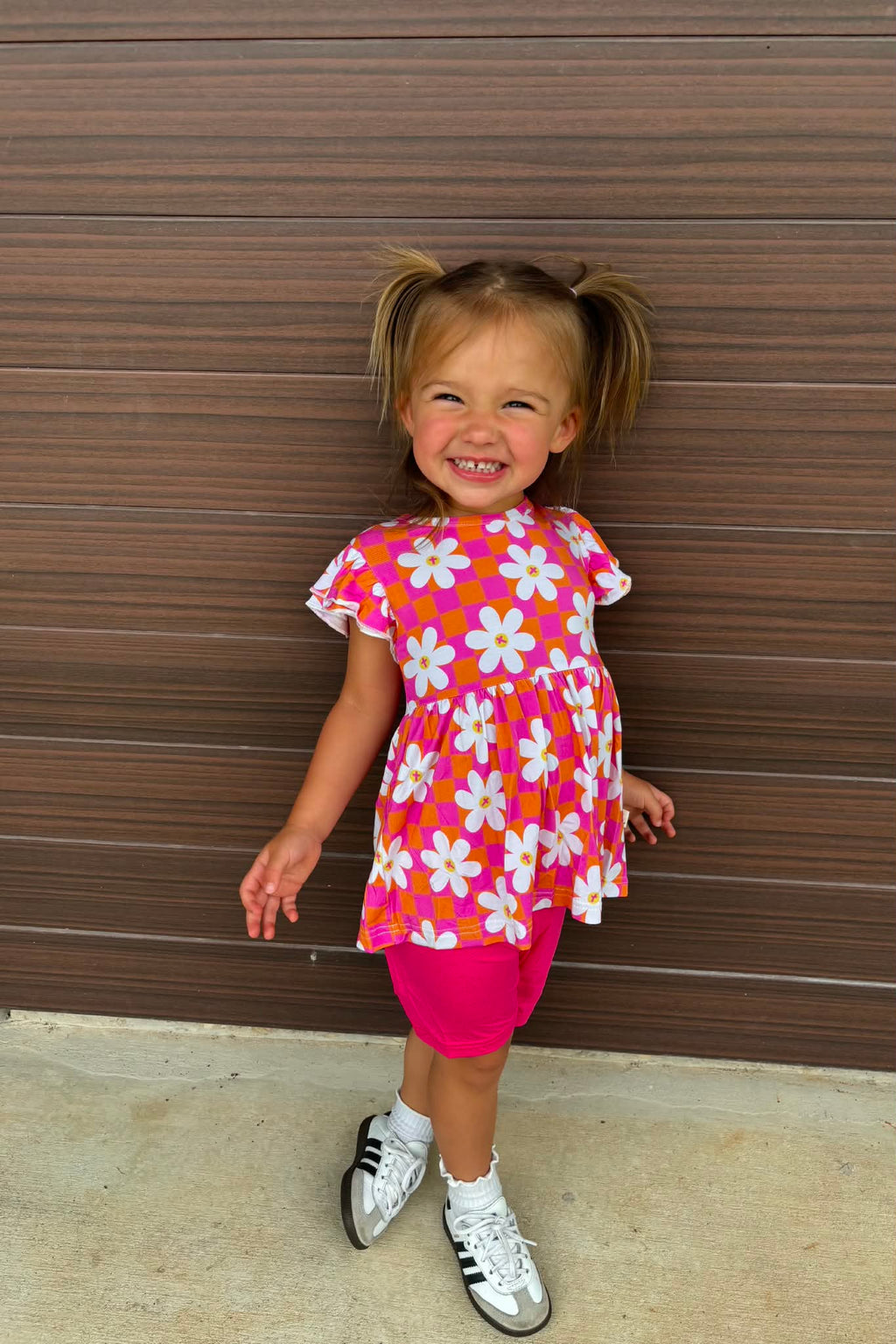 Crossed Flowers - Short Sleeve Peplum Top with Shorts