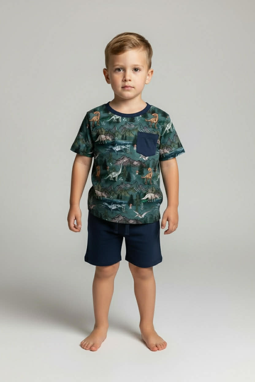 Prehistoric Times - 2 Piece Set Short Sleeve Pocket Tee and Shorts