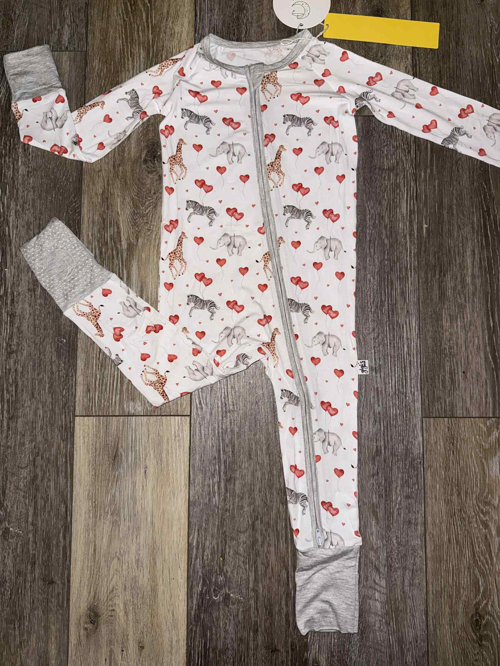 Valentine's Zoo - Long Sleeve Zippy with Grippys