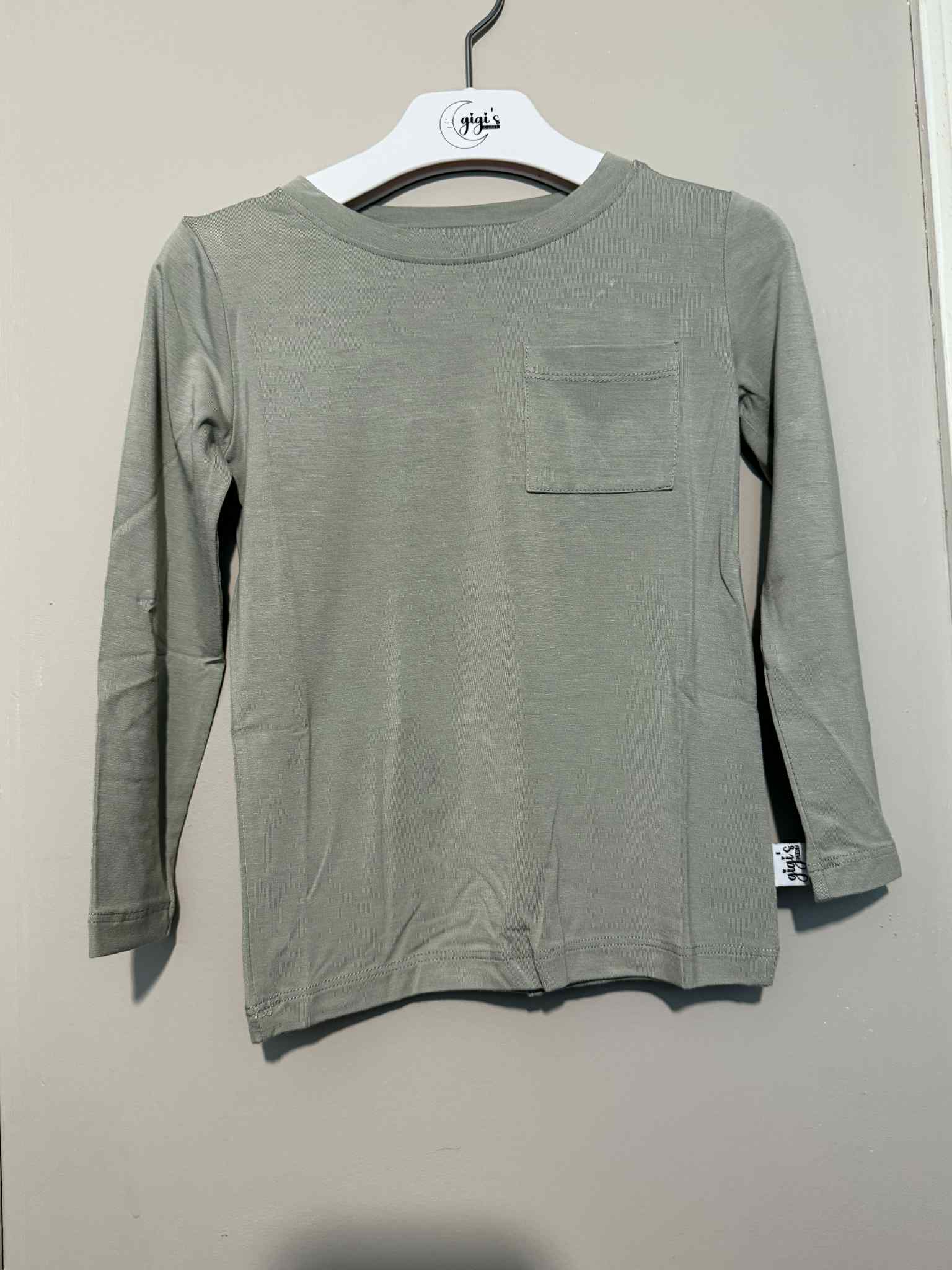 Olive - Long Sleeve Pocket Tee