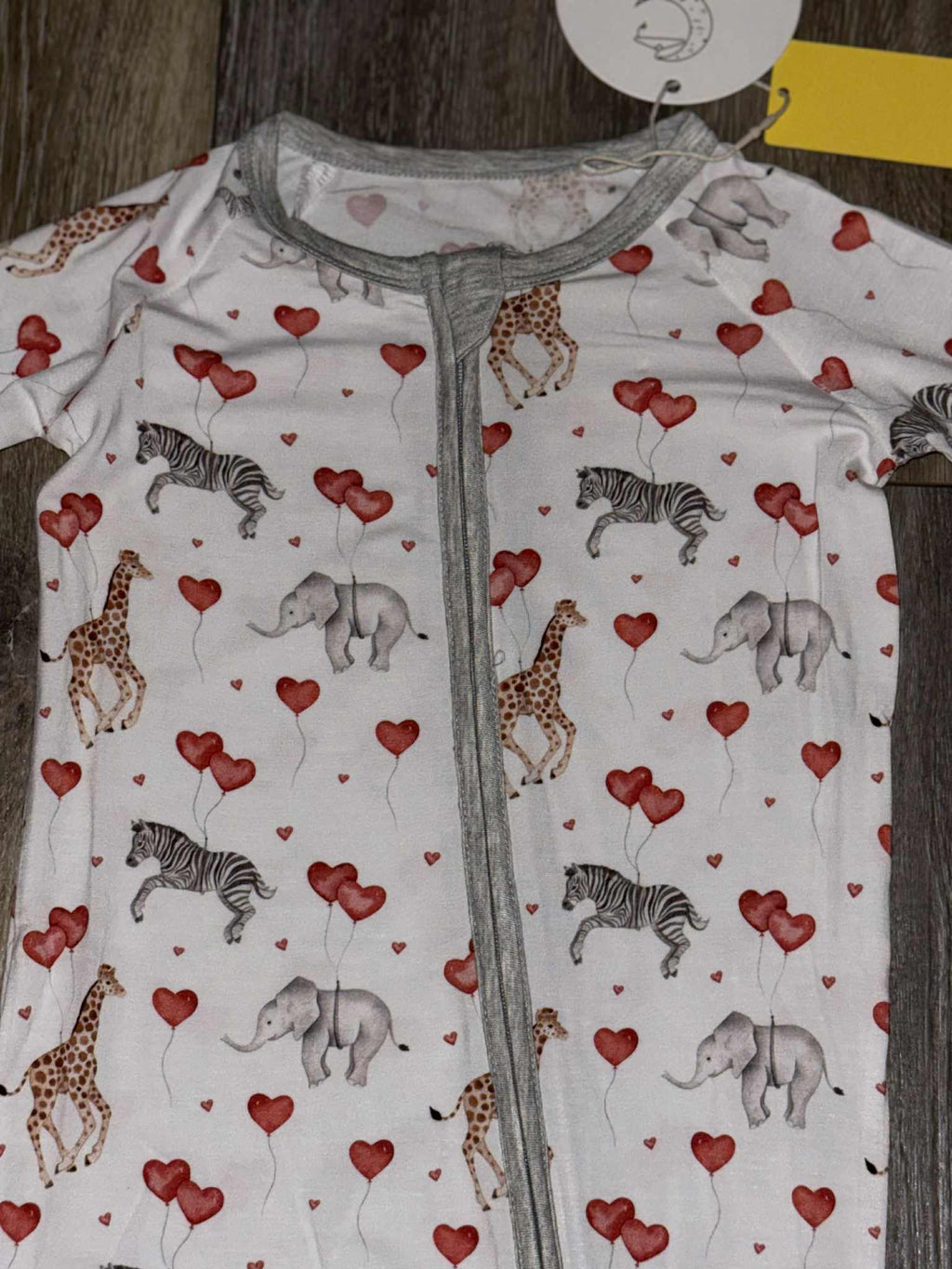 Valentine's Zoo - Long Sleeve Zippy with Grippys