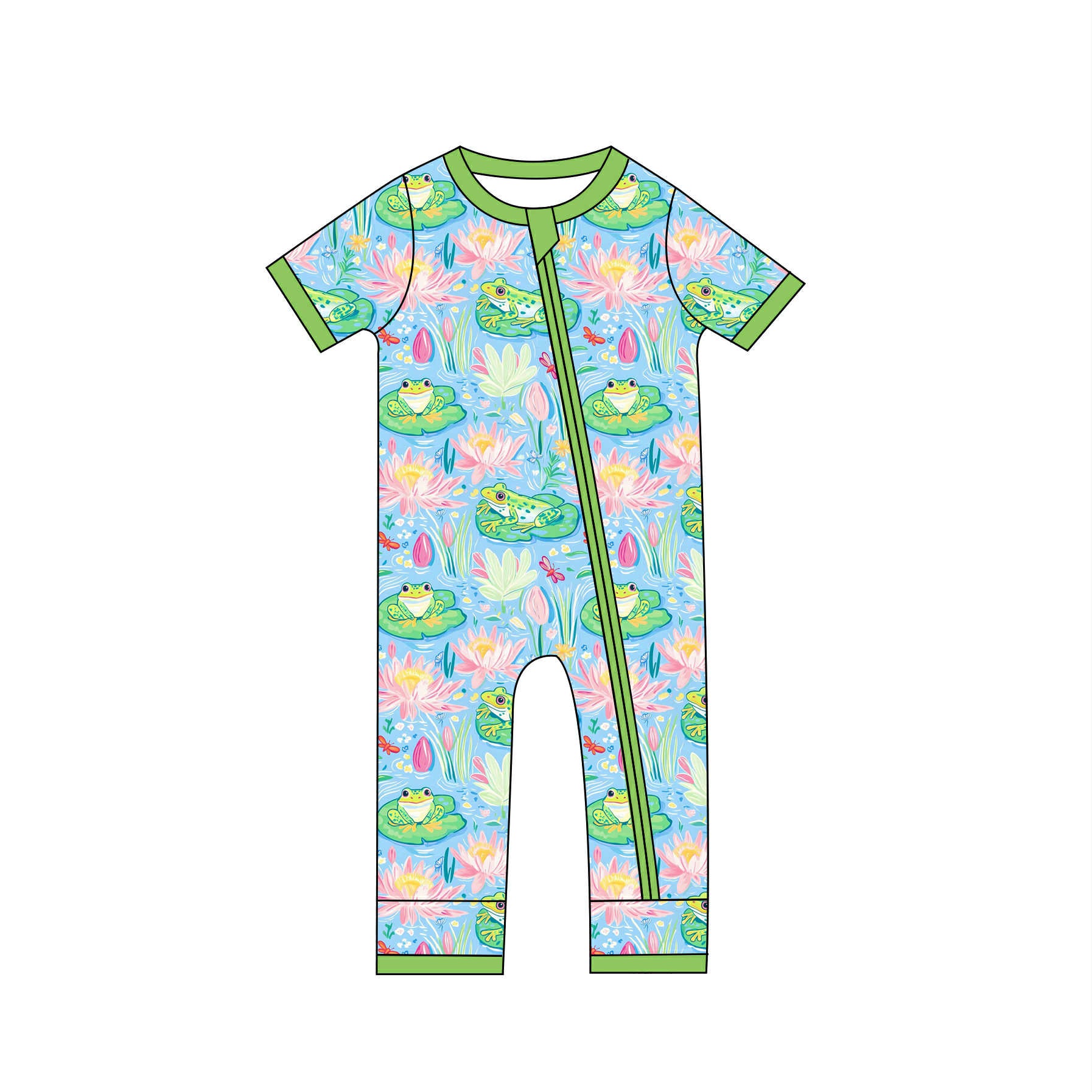 Sweet Frog - Short Sleeve Ruffle Bum Zippy