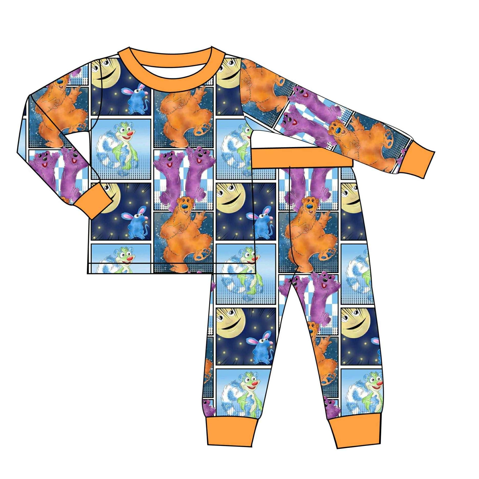 PREORDER-DO NOT COMBINE WITH RTS - Big Bear Patchwork - 2 Piece Set Long Sleeve and Pants PJs