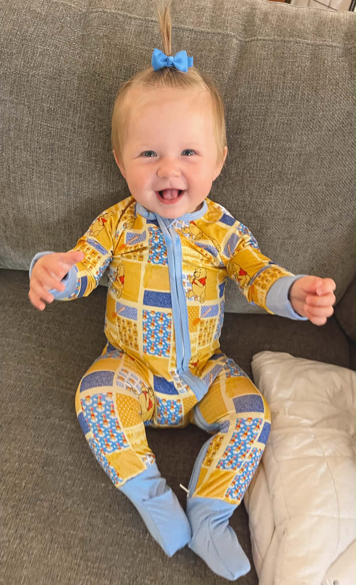 Patchwork Pooh - Long Sleeve Zippy