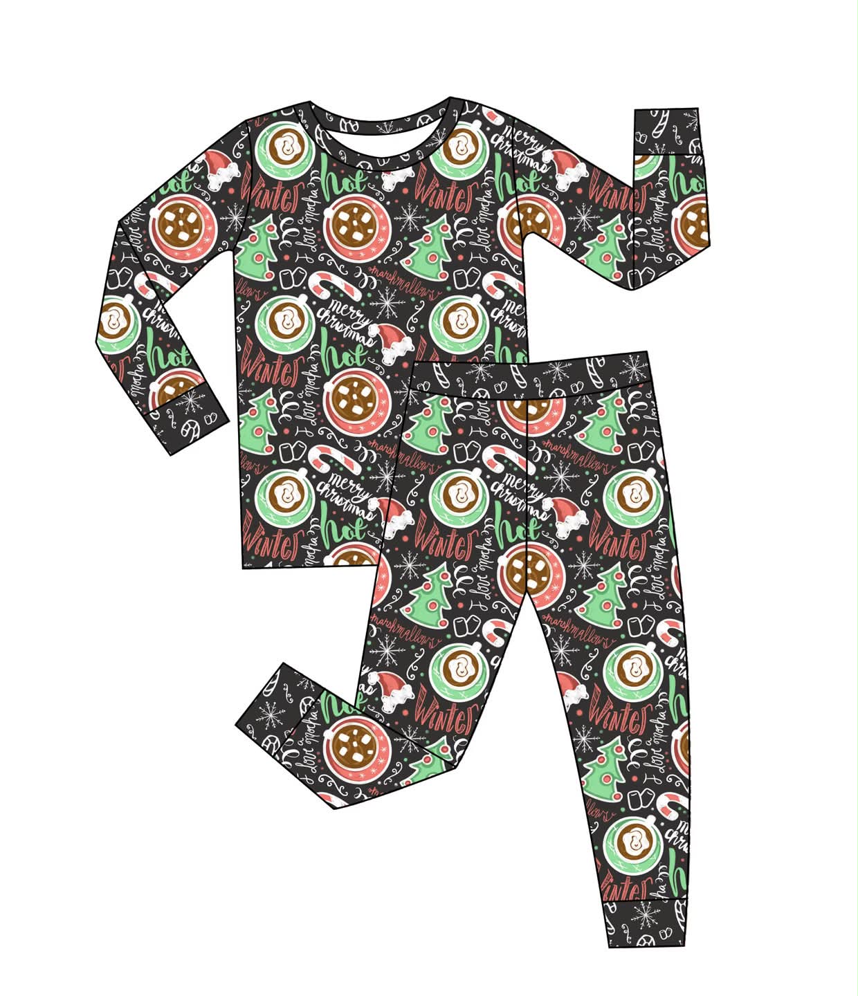 PRE-ORDER - Warm Wishes & Peppermint Kisses - 2 Piece Set Long Sleeve and Pants PJs