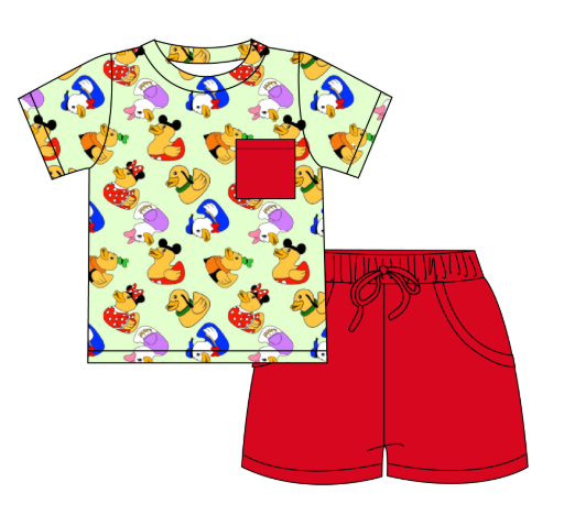 Fab Duckies - Short Sleeve and Drawstring Shorts Daywear Set