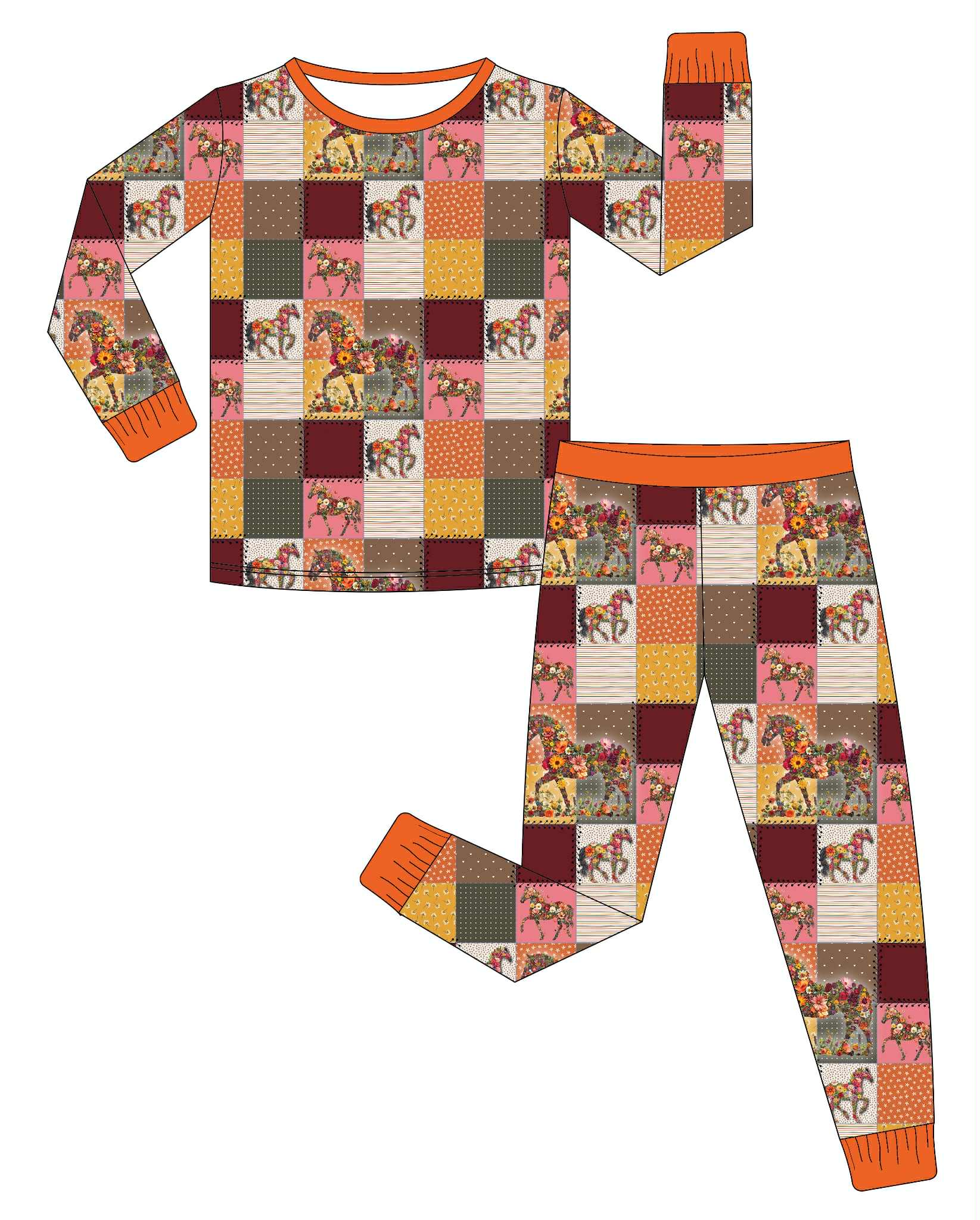 Pretty Ponies - 2 Piece Set Long Sleeve and Pants PJs