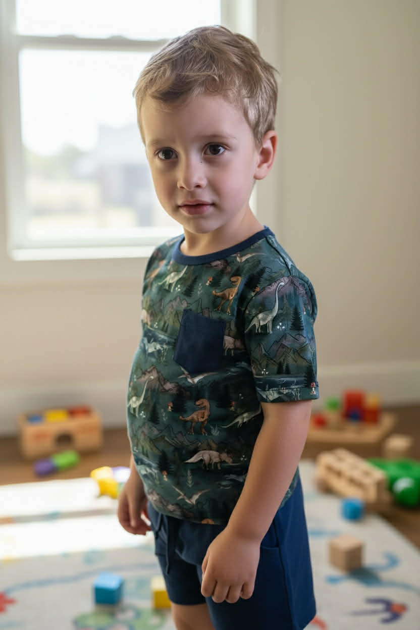 Prehistoric Times - 2 Piece Set Short Sleeve Pocket Tee and Shorts