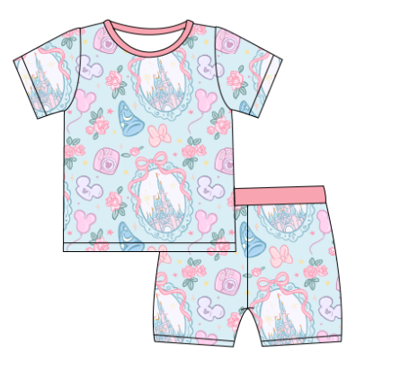 Castle Dreams - 2 Piece PJ Set Short Sleeve and Shorts