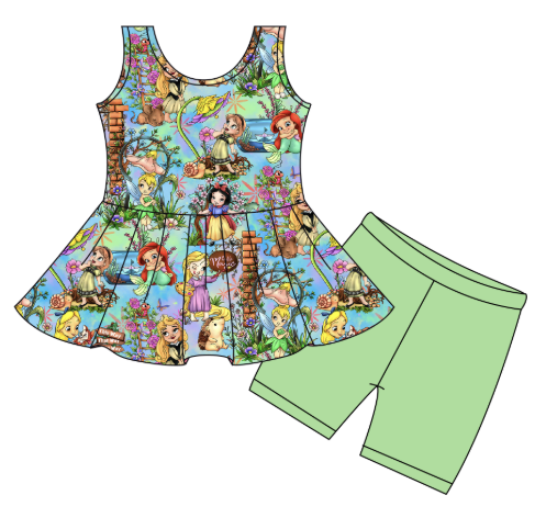 Enchanted Princess Babies - Tank Peplum Top with Shorts